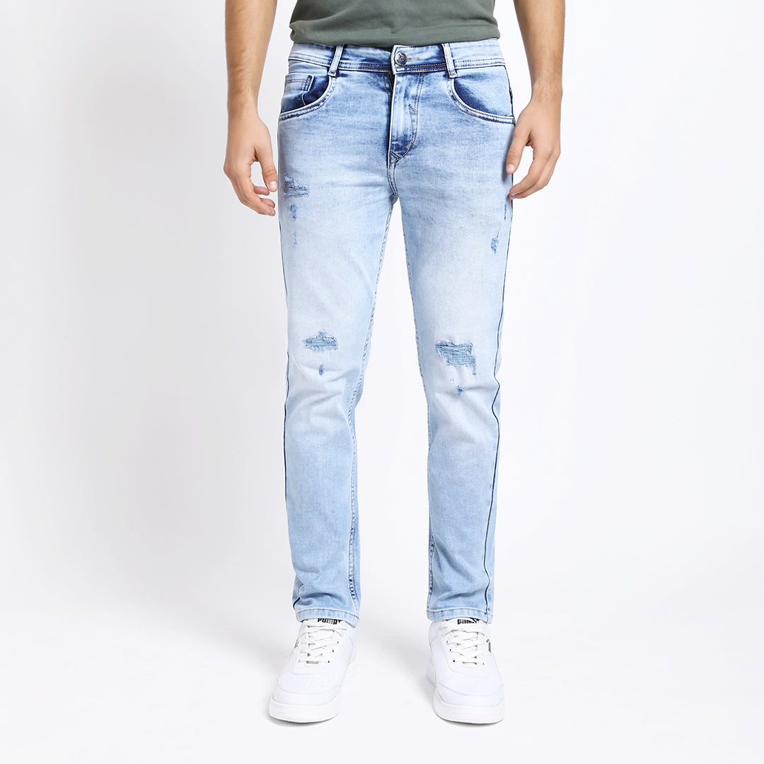 LIGHT BLUE DISTRESSED ANKLE FIT JEANS TEDDY 4762-2